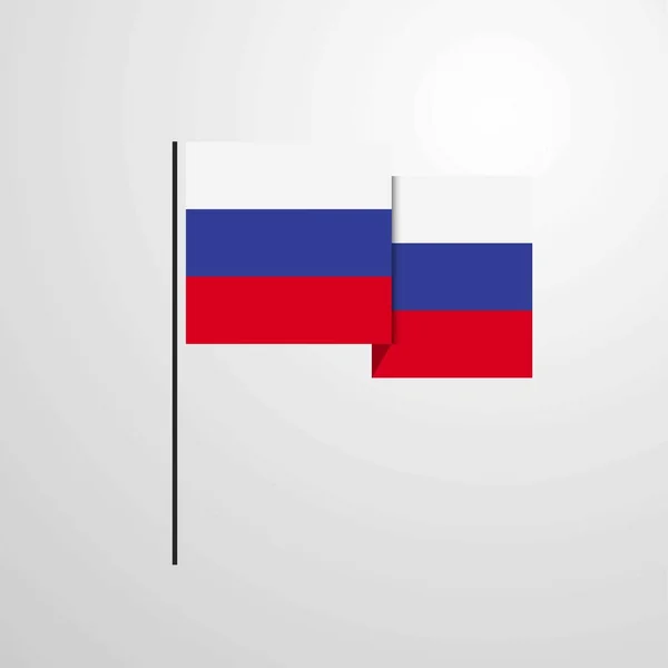 Rusia Ondeando Bandera Diseño Vector — Vector de stock