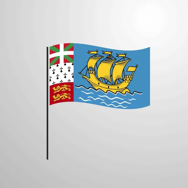 Saint Pierre Miquelon Macha Flagą — Wektor stockowy
