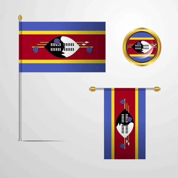 Swaziland Flag Icon Vector Illustration — Stock Vector