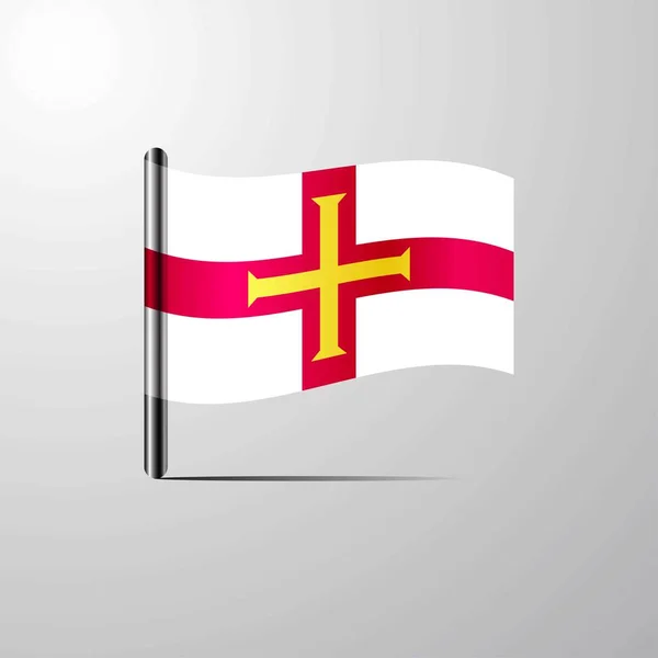 Guernsey Ondeando Shiny Flag Vector Diseño — Archivo Imágenes Vectoriales