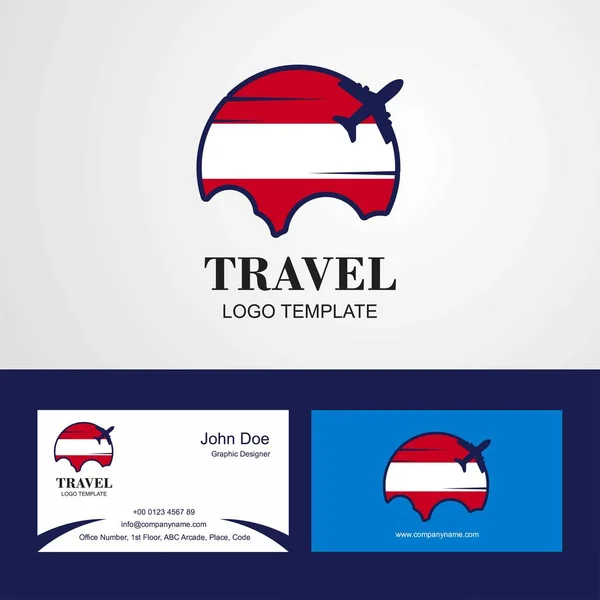 Resor Österrike Flagga Logotyp Och Visitkort — Stock vektor