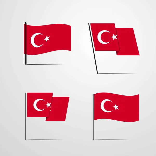 Türkiye Nin Bayrak Simge Vektör Çizim — Stok Vektör