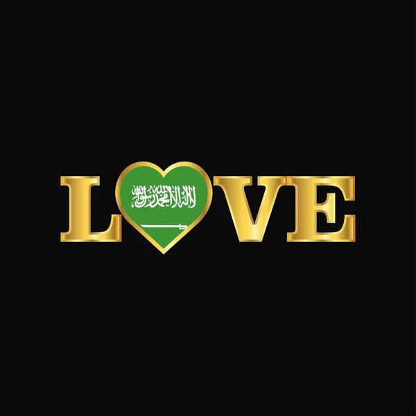 Golden Love Tipografía Arabia Saudita Diseño Bandera Vector — Archivo Imágenes Vectoriales