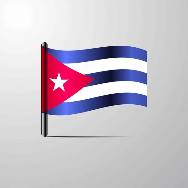 Cuba Ondeando Shiny Flag Vector Diseño — Archivo Imágenes Vectoriales