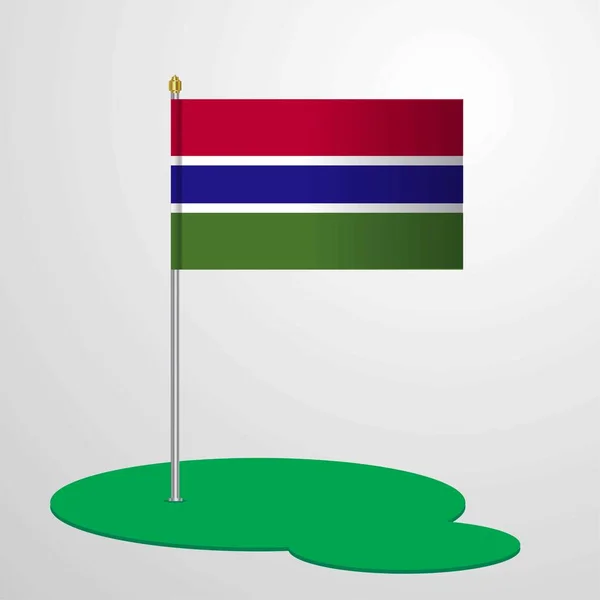 Gambia Flag Pole Vectorillustratie — Stockvector