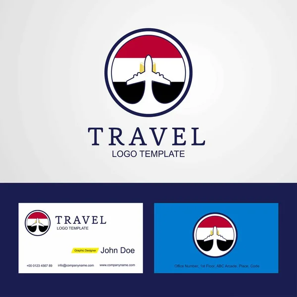 Ταξίδια Αίγυπτος Δημιουργικό Κύκλο Σημαία Σχεδιασμός Λογότυπου Και Επαγγελματική Κάρτα — Διανυσματικό Αρχείο