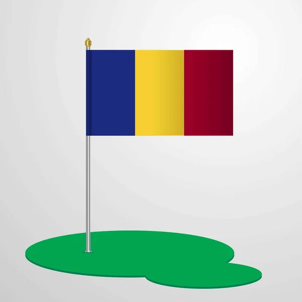 ルーマニアの旗のポール ベクトル イラスト — ストックベクタ