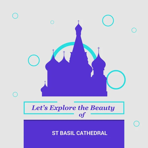 Exploremos Belleza Catedral San Basilio Moscú Rusia Monumentos Nacionales — Vector de stock