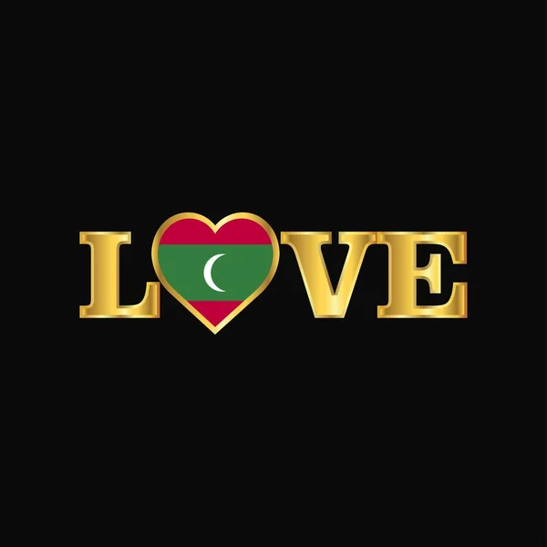 Golden Love Tipografía Maldivas Bandera Diseño Vector — Archivo Imágenes Vectoriales