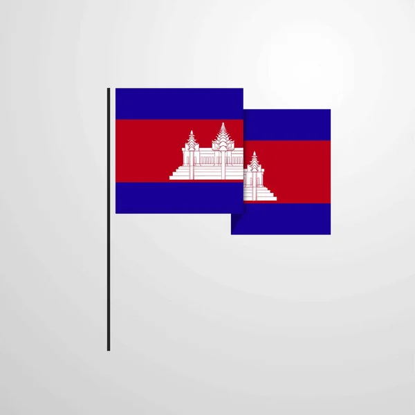 Cambodja Zwaaien Vlag Ontwerp Vector — Stockvector