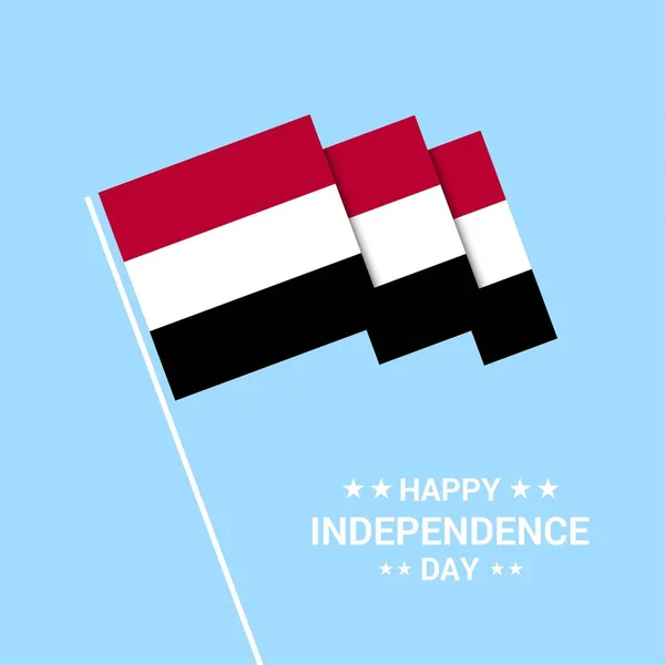 Bayrak Vektör Ile Yemen Bağımsızlık Günü Tipografik Tasarım — Stok Vektör
