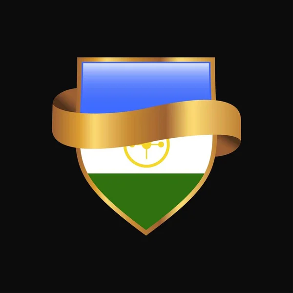 Μπασκορτοστάν Σημαία Χρυσή Κονκάρδα Σχεδιασμό Διάνυσμα — Διανυσματικό Αρχείο