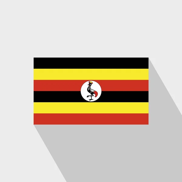 Uganda Zászló Hosszú Árnyék Design Vektor — Stock Vector