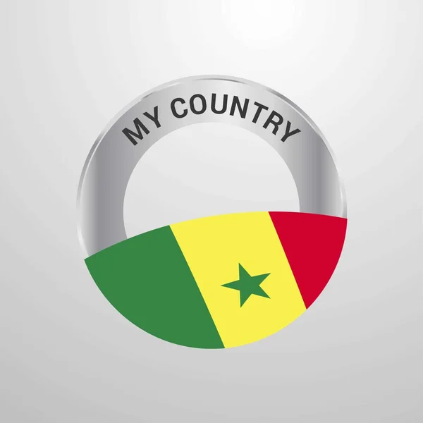 Senegal Meu País Emblema Bandeira Ilustração Vetorial — Vetor de Stock