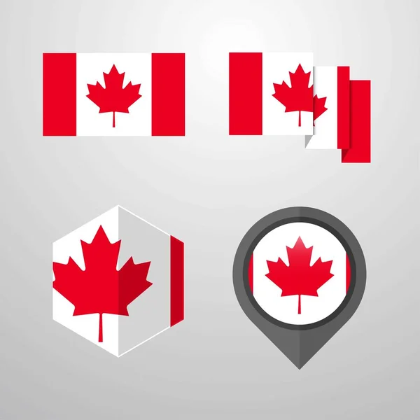Σύνολο Σχεδίασης Σημαία Καναδάς Διάνυσμα — Διανυσματικό Αρχείο