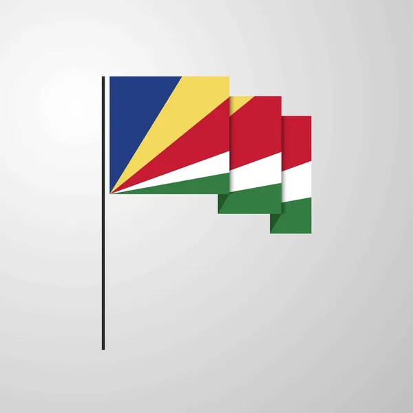 Seychelles Ondeando Bandera Fondo Creativo — Vector de stock