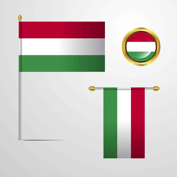 Hongrie Icône Drapeau Illustration Vectorielle — Image vectorielle