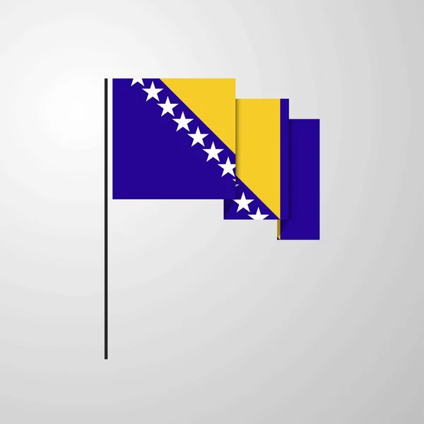 ボスニア ヘルツェゴビナは旗の創造的な背景を振って — ストックベクタ
