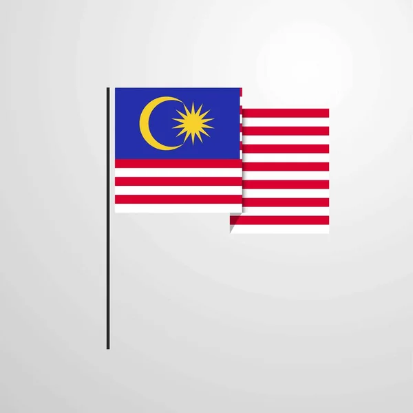 Malasia Ondeando Bandera Diseño Vector — Vector de stock