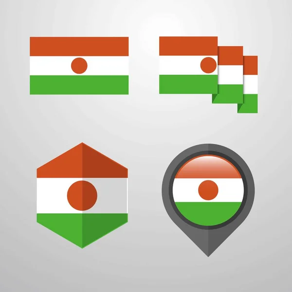 Niger Flag Design Set Vettoriale — Vettoriale Stock