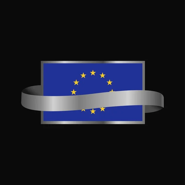 欧盟国旗丝带横幅设计 — 图库矢量图片