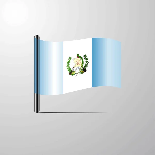 Guatemala Zwaaien Glanzende Vlag Ontwerp Vector — Stockvector