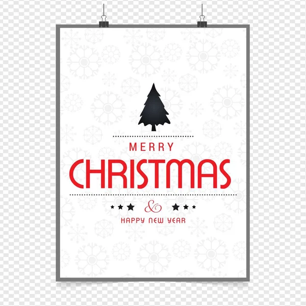 Cartão Felicitações Natal Com Tipografia Fundo Branco — Vetor de Stock