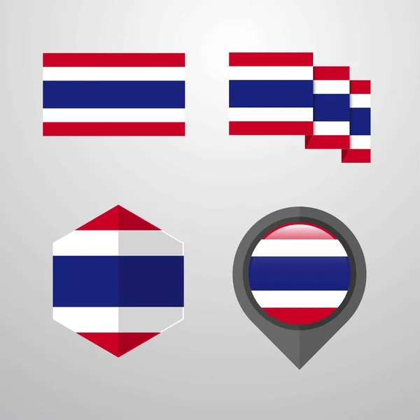 Thailand Flagge Design Set Vektor — Stockvektor