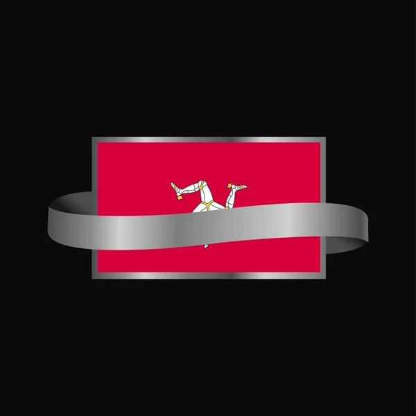 マン島の旗リボン バナー デザイン — ストックベクタ