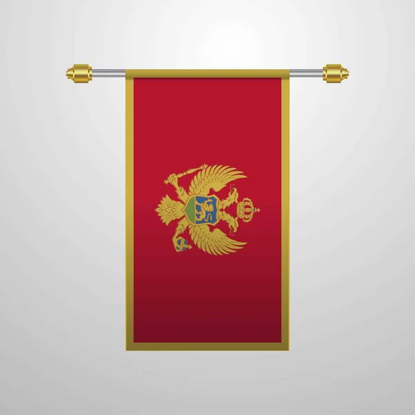 Висячий Флаг Черногории Векторная Иллюстрация — стоковый вектор