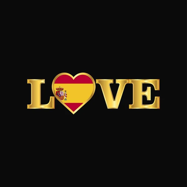ゴールデン愛タイポグラフィ スペイン国旗デザイン ベクトル — ストックベクタ