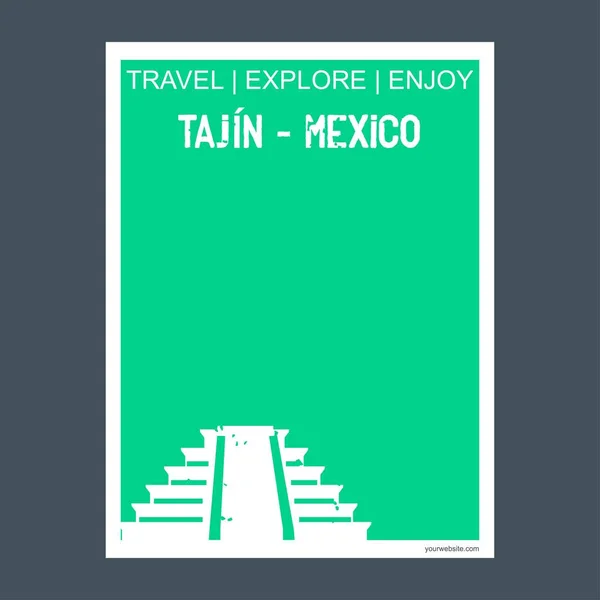 Tajin Meksyk Pomnik Landmark Broszura Płaski Typography Wektor — Wektor stockowy
