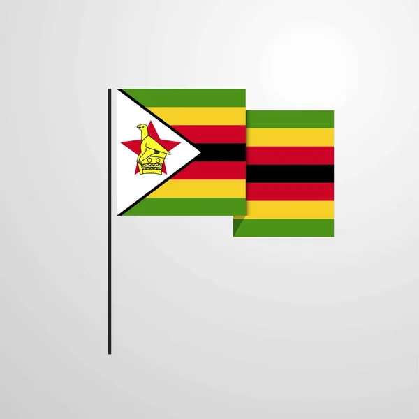 Розмахуючи Дизайн Векторний Прапор Зімбабве — стоковий вектор