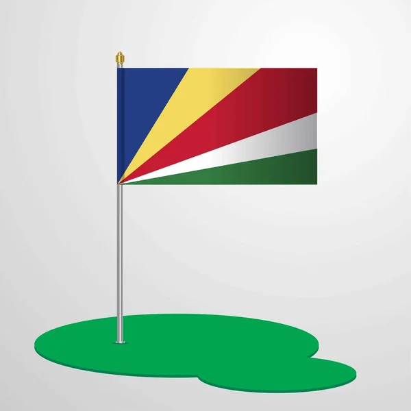 Seychellen Flag Pole Vectorillustratie — Stockvector