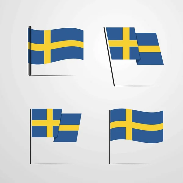 Ilustrasi Vektor Ikon Bendera Swedia - Stok Vektor