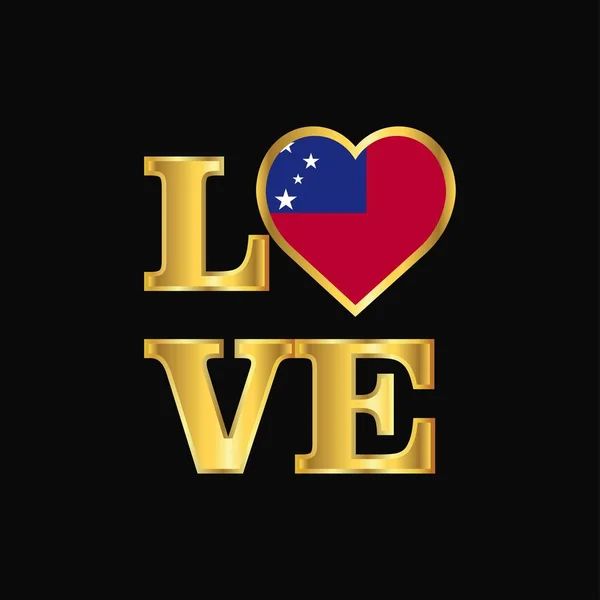Amor Tipografía Samoa Bandera Diseño Vector Oro Letras — Vector de stock