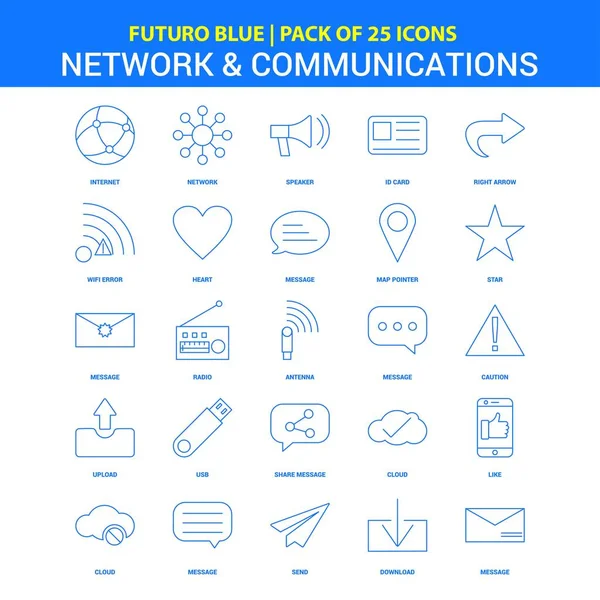Network Communication Icons Futuro Blue Icon Pack — Stock Vector