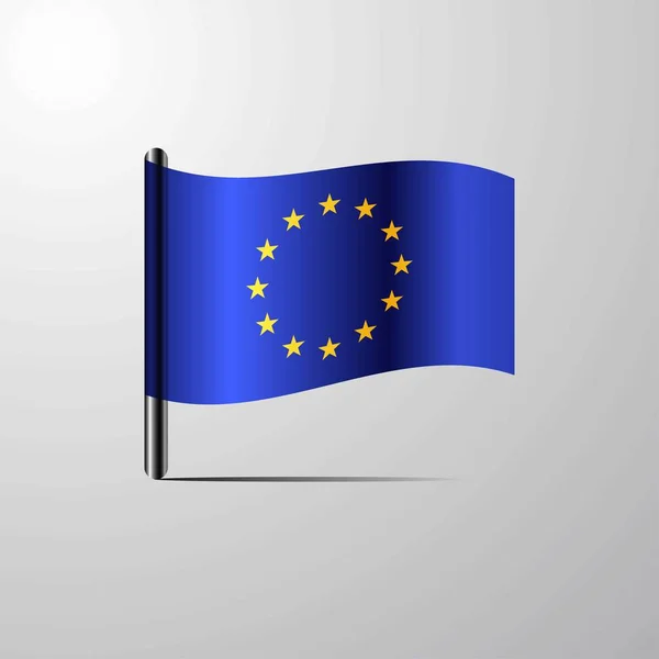 Ευρωπαϊκή Ένωση Κουνώντας Λαμπερά Σημαία Σχεδιασμό Διάνυσμα — Διανυσματικό Αρχείο
