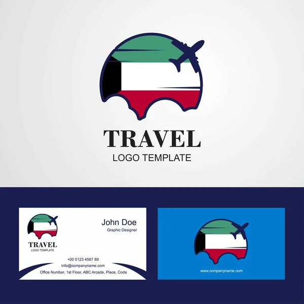 Λογότυπο Σημαία Του Κουβέιτ Ταξιδιωτικών Και Σχεδιασμός Επισκεπτήριο — Διανυσματικό Αρχείο