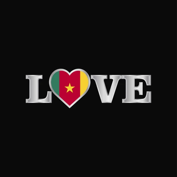 Tipografía Amor Con Vector Diseño Bandera Camerún — Archivo Imágenes Vectoriales