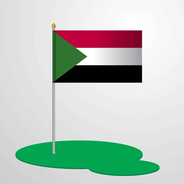 Sudan Fahnenmast Vektordarstellung — Stockvektor
