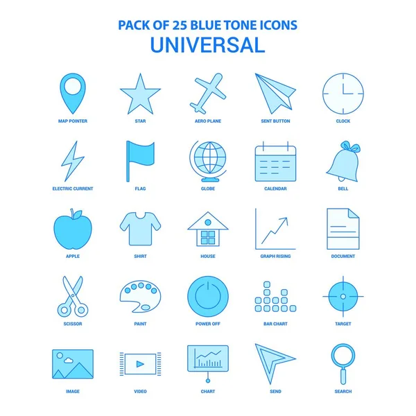 Universal Blue Tone Icon Pack Set Icone — Vettoriale Stock