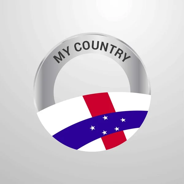 Antillas Neerlandesas Distintivo Bandera País — Vector de stock