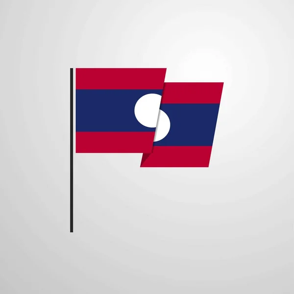 Laos Ondeando Vector Diseño Bandera — Vector de stock