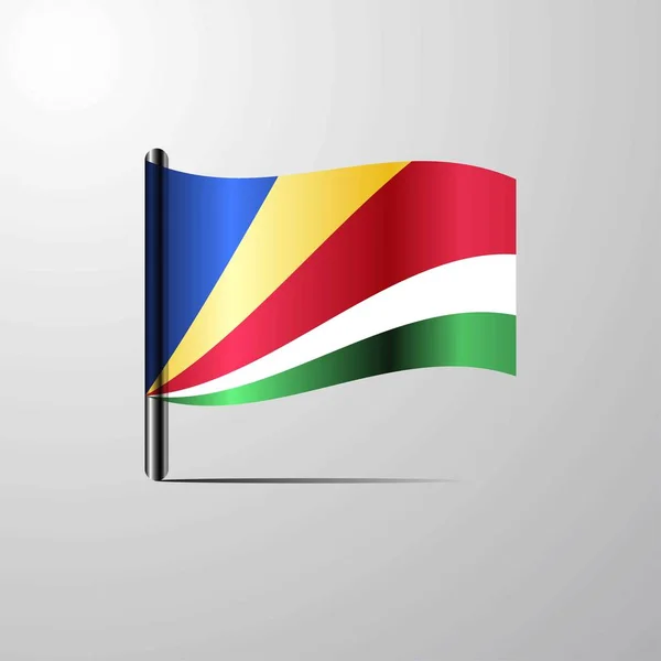 Seychellen Schwenken Glänzende Flaggen — Stockvektor