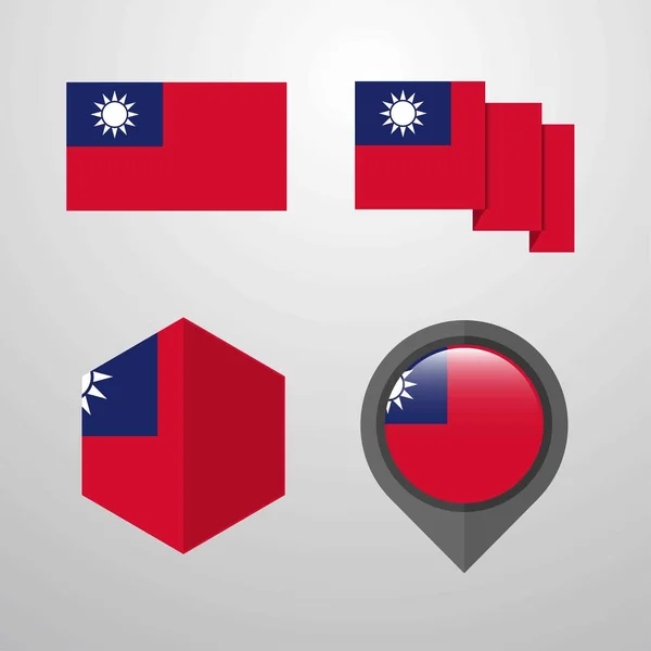 Taiwan Flag Design Set Vector — Stock Vector