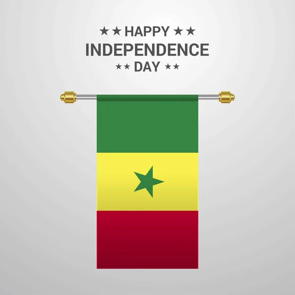 Senegal Día Independencia Colgando Fondo Bandera — Archivo Imágenes Vectoriales