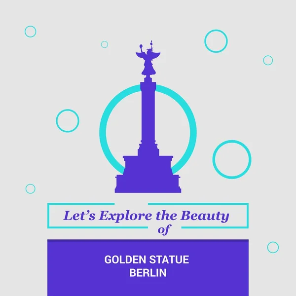 Entdecken Wir Die Schönheit Der Goldenen Statue Berlin Deutschlands Nationaler — Stockvektor