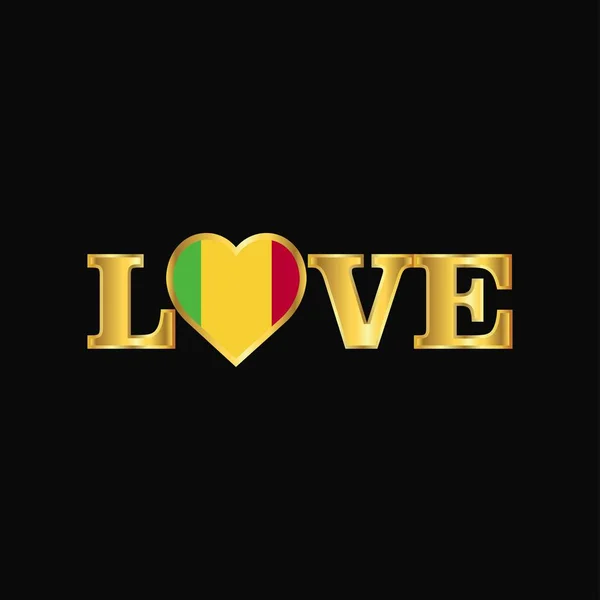 Golden Love Tipografía Mali Bandera Diseño Vector — Archivo Imágenes Vectoriales