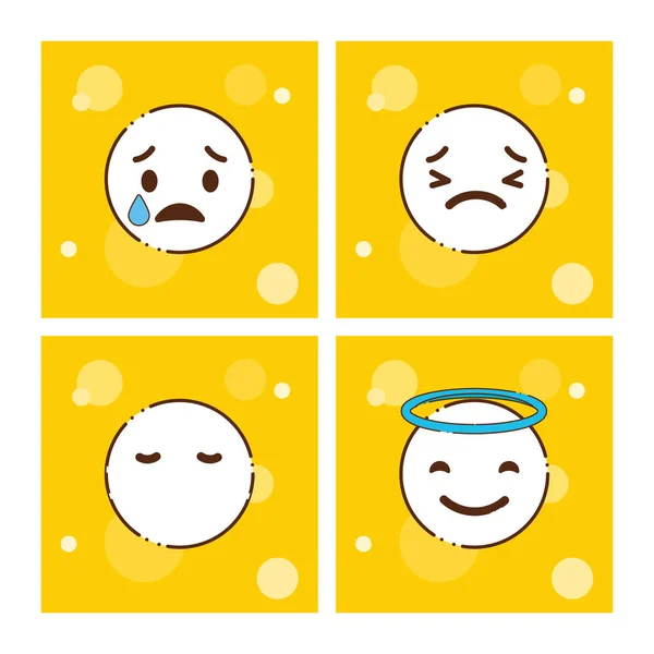 Uppsättning Gula Emojis Design Vektor — Stock vektor